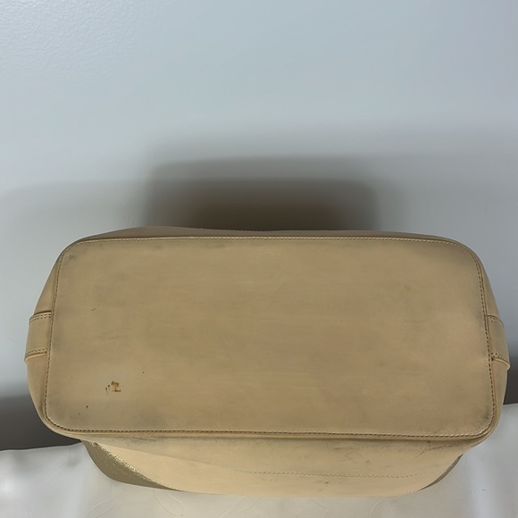 Casadei Cream & Gold Tone Purse with Striped Handle & Gold Tone Hardware - Picture 7 of 17